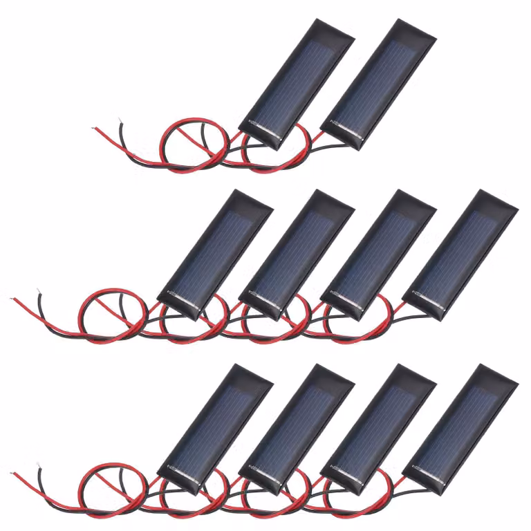 10 mini-pannelli solari, 0,5 V, 0,08 W, policristallini, dimensioni 53x18 mm