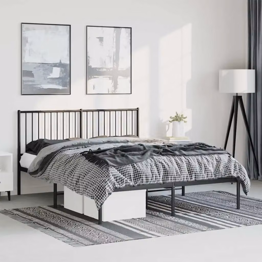 Letto matrimoniale con testiera in metallo nero opaco L/P/H: 150 x 200 x 90,5 cm – 2