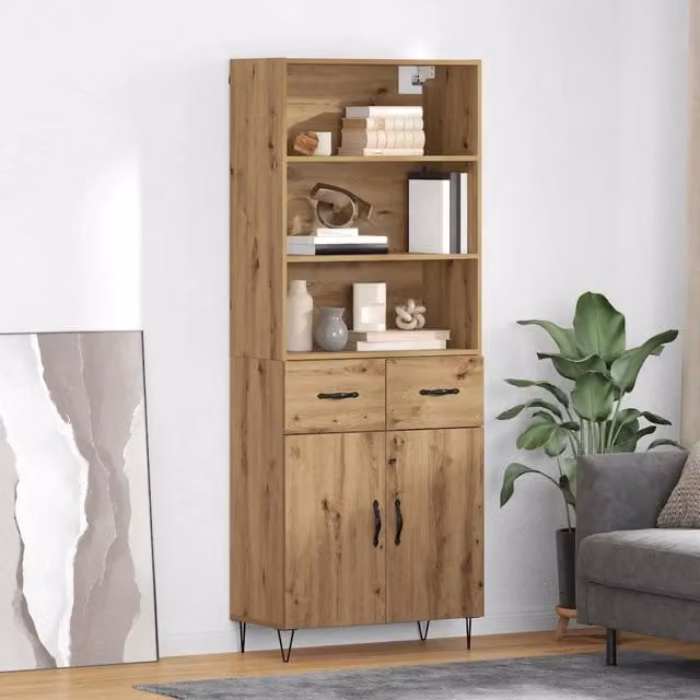 Credenza con Cassetto-Buffet-Armadio da cucina Rovere artigianale 69,5 x 34 x 180 cm 598320
