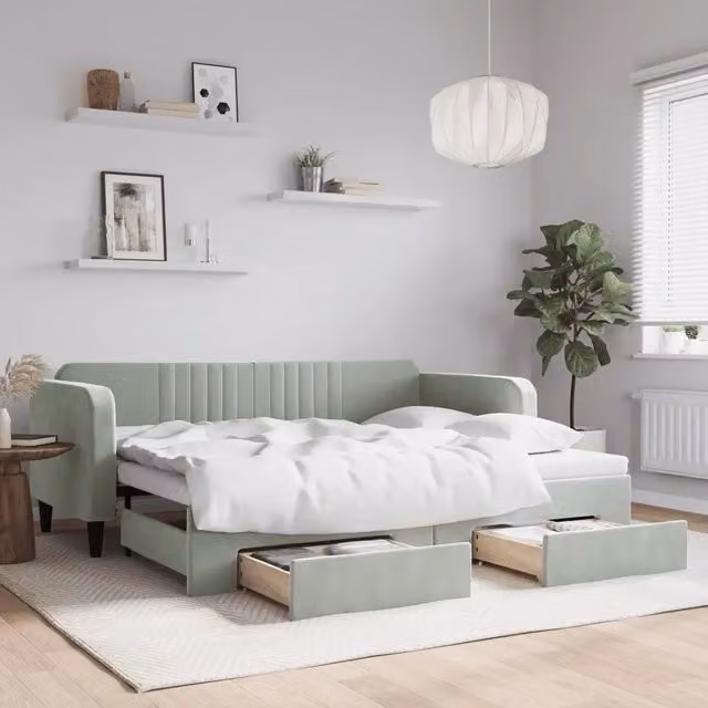 Divano Letto Moderno vidaXL Grigio con Struttura Imbottita
