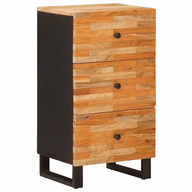 Mobile laterale vidaXL in legno di mango massello Marrone e Nero L/P/H: 40 x 33 x 75 cm