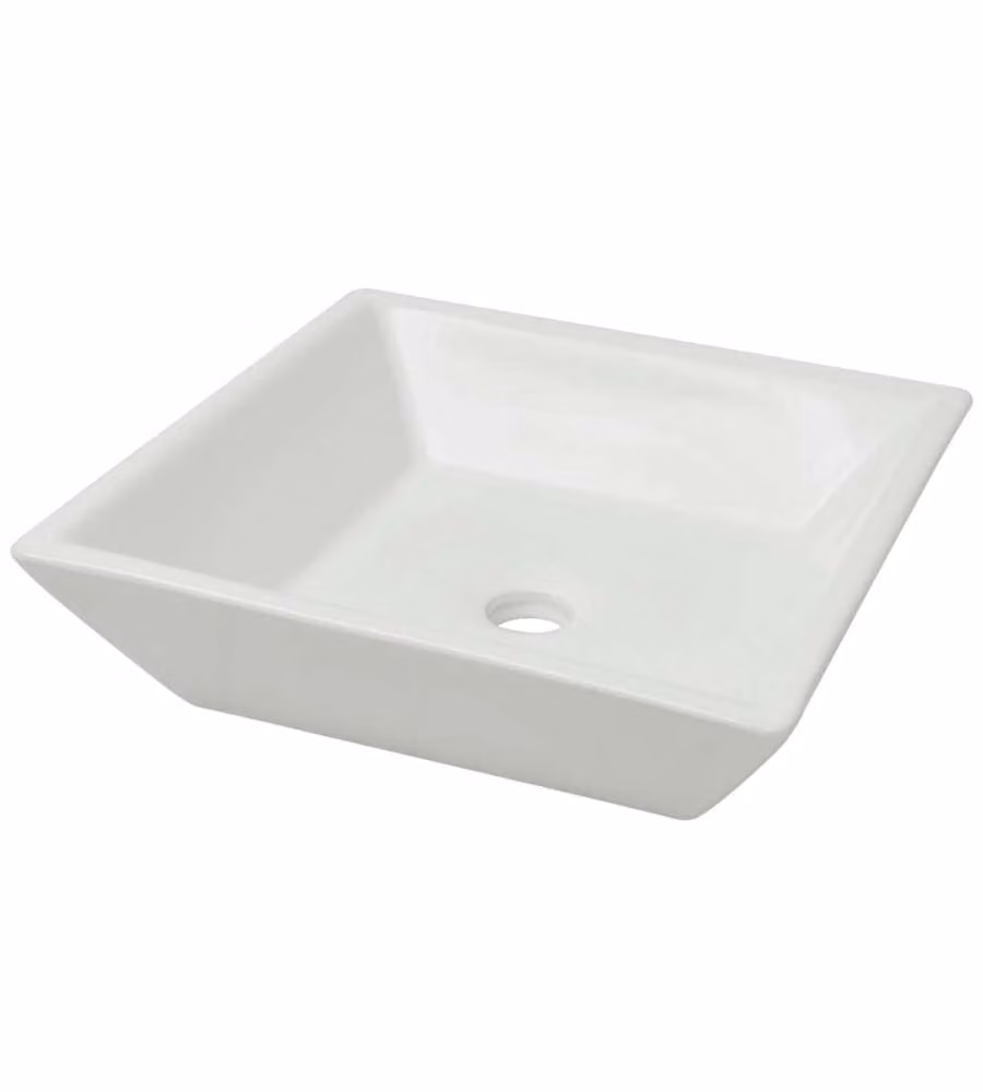 Lavandino Quadrato in Ceramica Bianca 41,5x41,5x12 cm