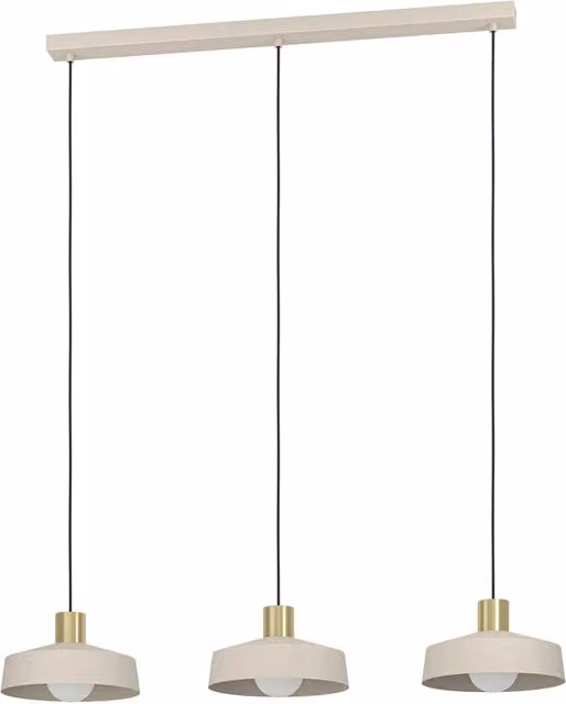 Eglo Lampadario a Sospensione Minimalista in Metallo Beige e Ottone con 3 Luci E27
