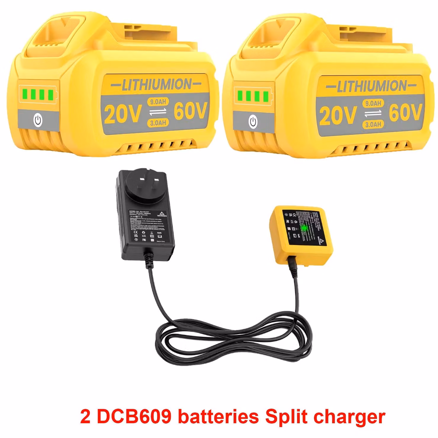 Batteria di ricambio 20V/60V - Li-Ion DCB609/606/205/200 - 9000mAh (9Ah) - Celle 21700 - Per utensili elettrici - Colore blu cielo
