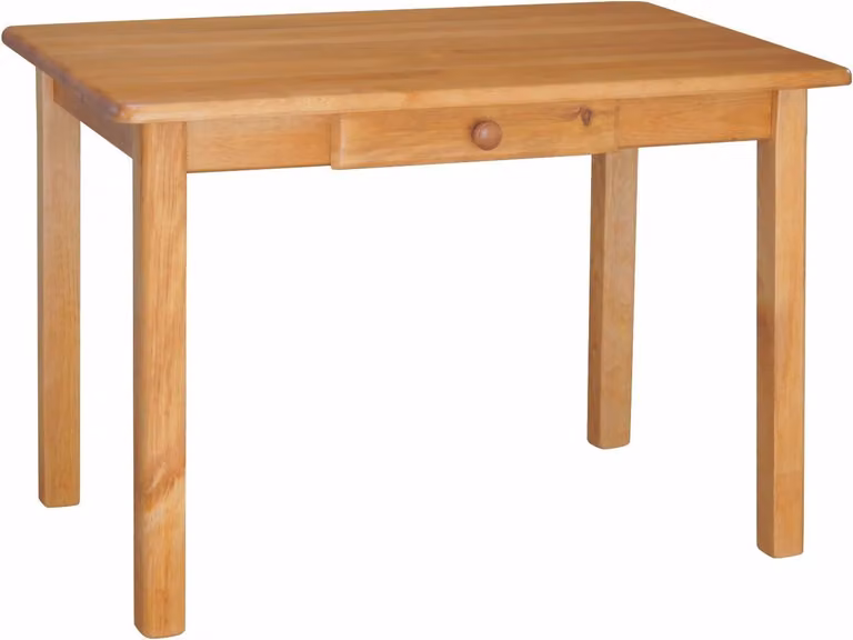 Tavolo con cassetto in legno massiccio di pino nel colore Ontano 90 x 60 cm