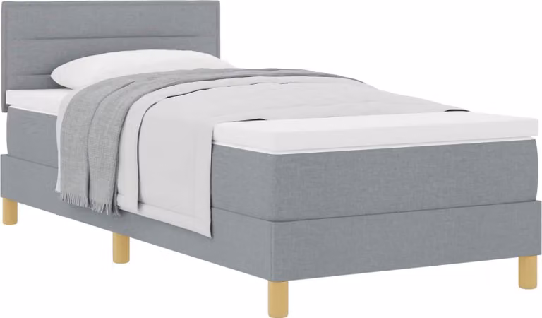 Letto boxspring con cuscini vidaXL, grigio chiaro, 90 x 200 cm, tessuto