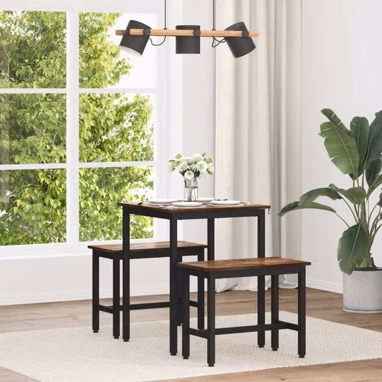 Tavolo da pranzo quadrato vidaXL in legno ingegnerizzato e metallo, L/P/H: 60 x 60 x 75 cm