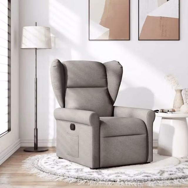Poltrona Reclinabile Relax vidaXL in Tessuto Beige e Grigio con Braccioli e Regolazione Manuale – 1