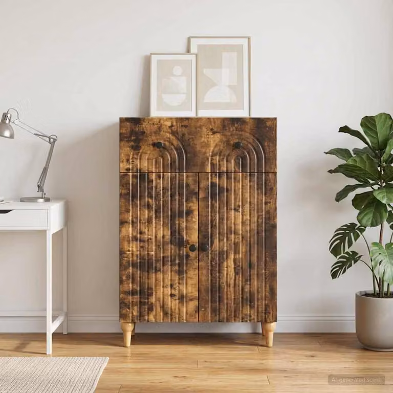 Credenza moderna vidaXL in legno e MDF color marrone con ante a battente, L 66 cm x P 34,5 cm x H 90 cm