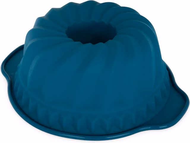 Stampo per ciambella Bundt tondo in silicone azzurro con rivestimento antiaderente e lavabile in lavastoviglie – 1