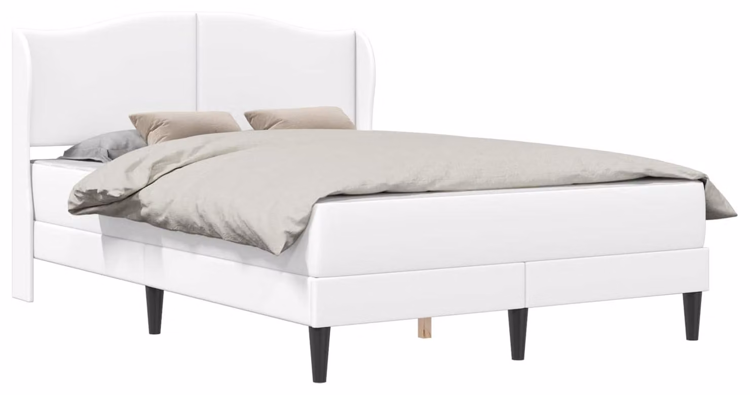Struttura letto con testiera, bianca, 120 x 190 cm, in ecopelle