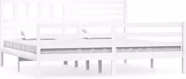 Letto matrimoniale in legno massello di pino bianco laccato stile rustico L: 200 cm, P: 200 cm, H: 100 cm
