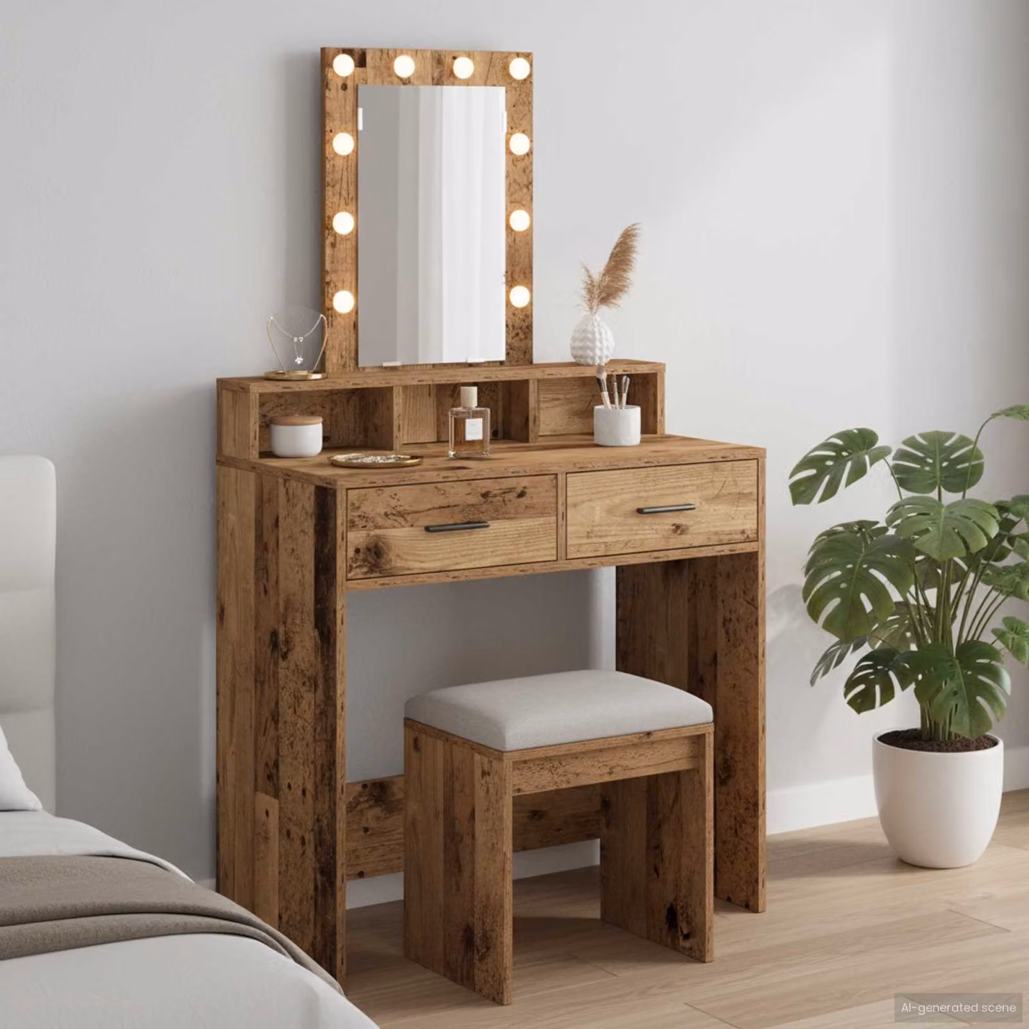vidaXL Tavolo da Trucco Moderno in Legno Marrone L: 79 cm, P: 41 cm, H: 140 cm