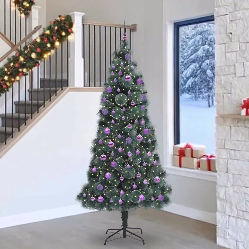 Albero di Natale artificiale a forma di cono verde con illuminazione LED luce bianca calda e alimentazione USB per interno ed esterno – 2