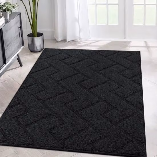 Tappeto lavabile Bricobravo in tessuto nero con superficie antiscivolo, L 80 cm x P 120 cm