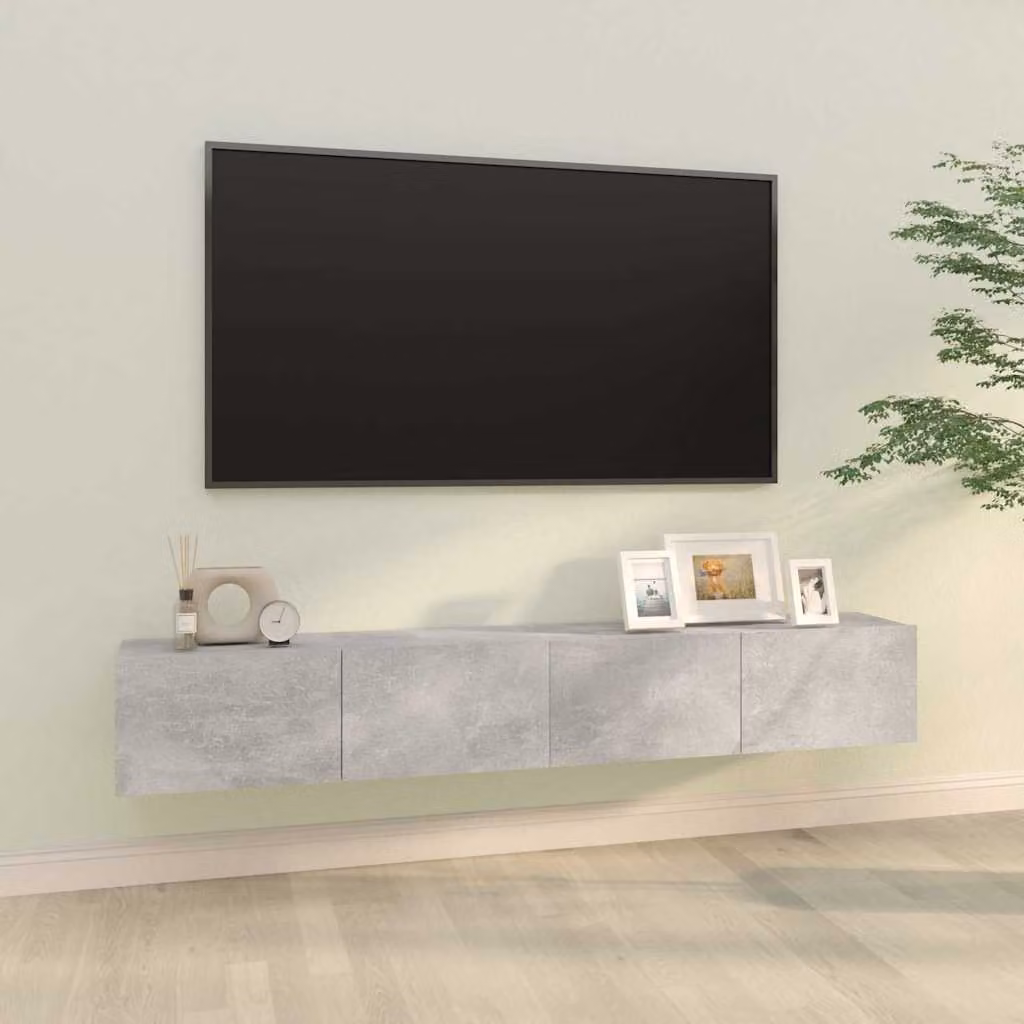 Set di 2 mobili TV da parete vidaXL in legno e MDF, colore grigio, L 100 x P 30 x H 30 cm