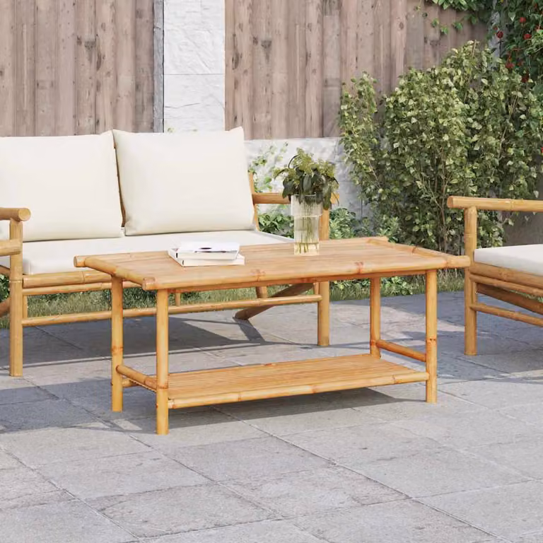 vidaXL Tavolino da Salotto Moderno in Bambù Marrone L: 110 cm, P: 55 cm, H: 45 cm
