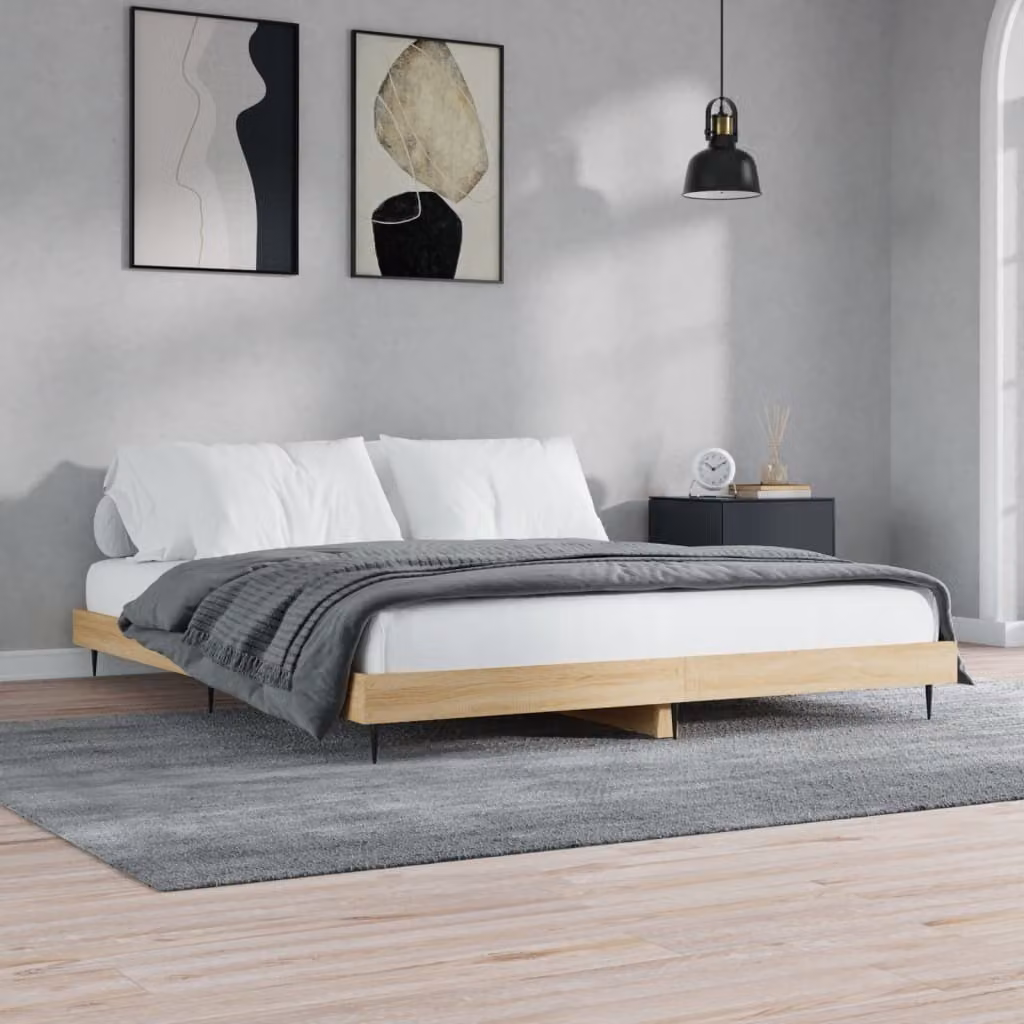 The Living Store Struttura per letto in rovere Sonoma 200x200 cm Materiale a base di legno