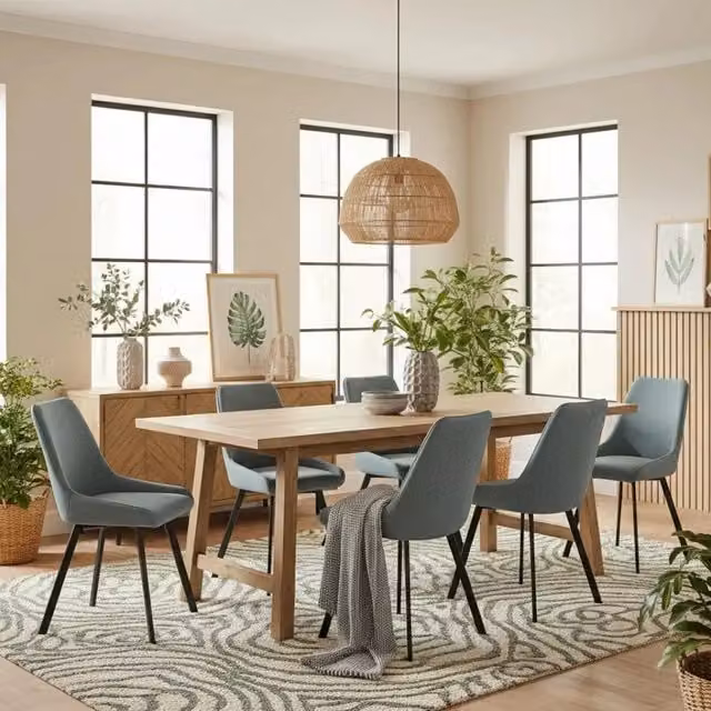 Set di 4 sedie da pranzo imbottite in microfibra acquamarina Artemis con struttura in metallo facili da pulire | Duzzle