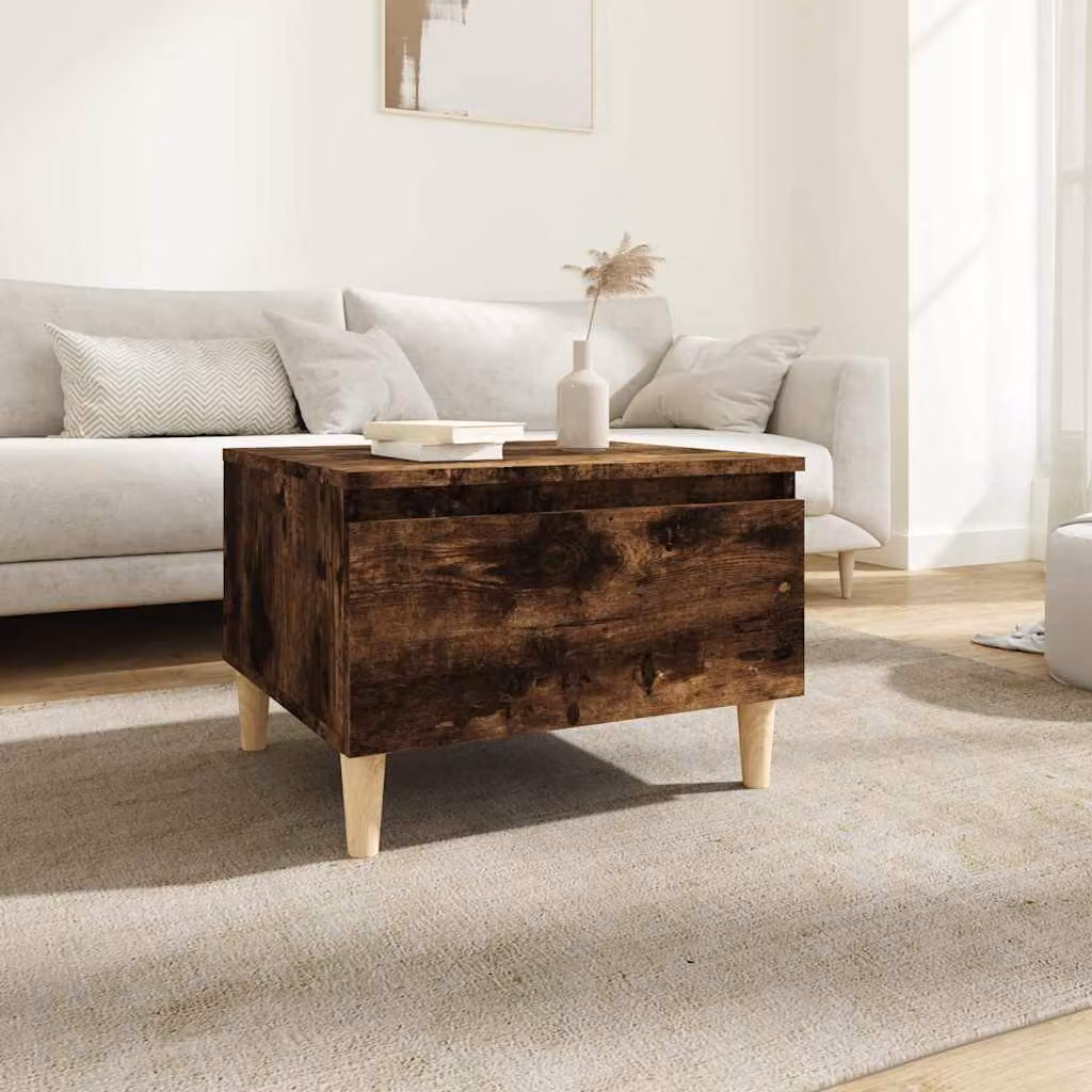 vidaXL Tavolino da Salotto in Legno Marrone Stile Scandinavo L: 50 cm, P: 46 cm, H: 35 cm