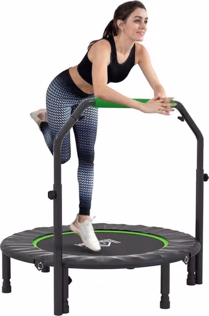 Tappeto Elastico Pieghevole ¨C Xylo ¨C ?102 cm Nero e Verde con Maniglia Regolabile