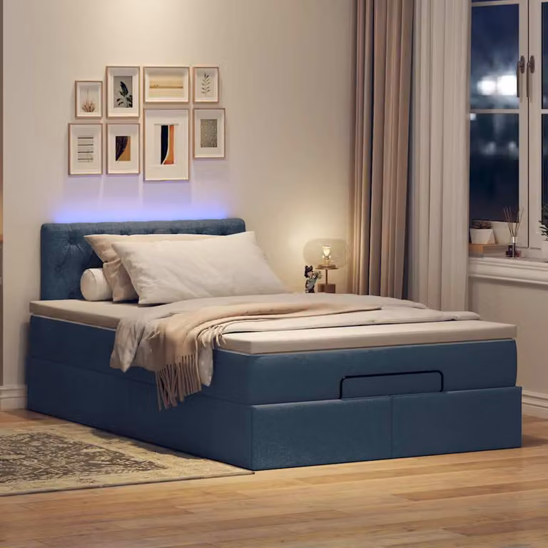 Maison Exclusive - Letto ottomano con materasso e LED blu 120x200 cm tessuto