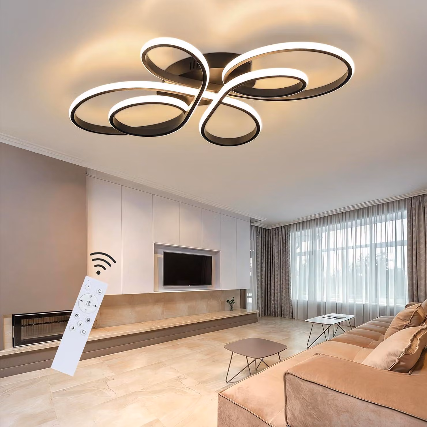 ZMH LED Lampada Da Soffitto Nera Lampada Da Soffitto 80CM Dimmerabile Con Telecomando 78W Lampada Moderna Creativa Per Soggiorno Camera Da Letto Sala