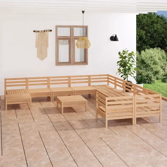 Set Salotto da Giardino 12 pz in Legno Massello di Pino 3083319