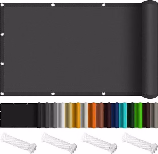 Ombrellone impermeabile - Tenda da sole con pannello ombreggiante - Protezione per esterni - Tessuto altamente resistente - 230 x 350 cm - Grigio scuro