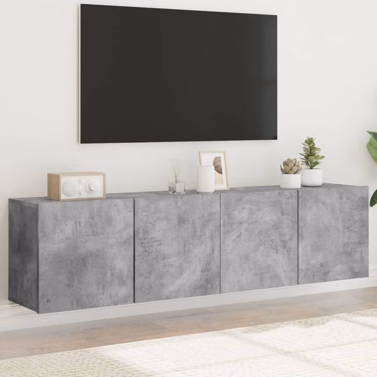 Set di 2 mobili TV da parete moderni vidaXL in legno e MDF, colore grigio, L 80 cm x P 30 cm x H 41 cm