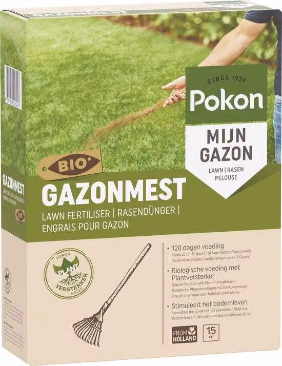 Pokon Pokon concime organico per prato - 1kg - Fertilizzante - Adatto per 15m² - Nutrizione organica per 120 giorni