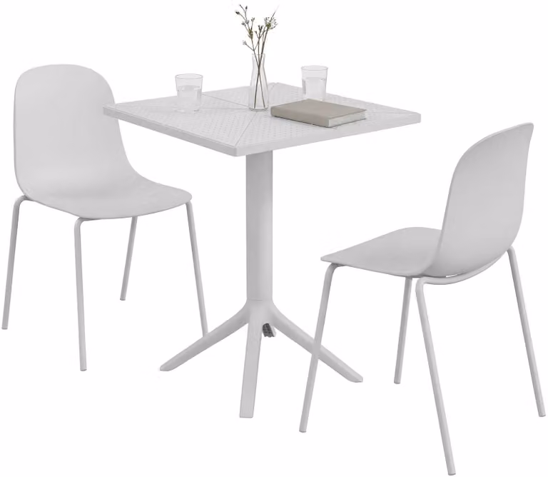 Set di mobili da giardino Nerra con 2 sedie | Colore: Bianco | Dimensioni: 166x60x85 cm