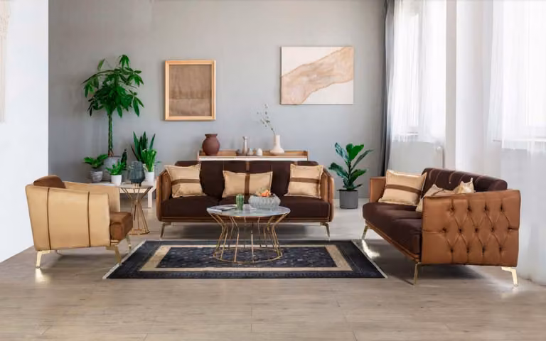 Sofagarnitur Sofa Garnitur Sofas 3+3+1 Sitzer Sessel Chesterfield Dreisitzer