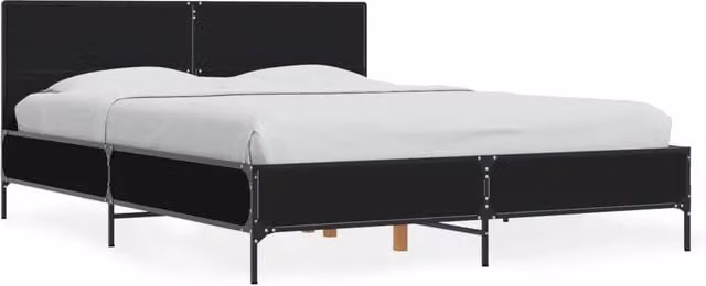 Letto matrimoniale DESIGN IN nero in legno e metallo L/P/H: 143 x 140 x 193 cm – 1