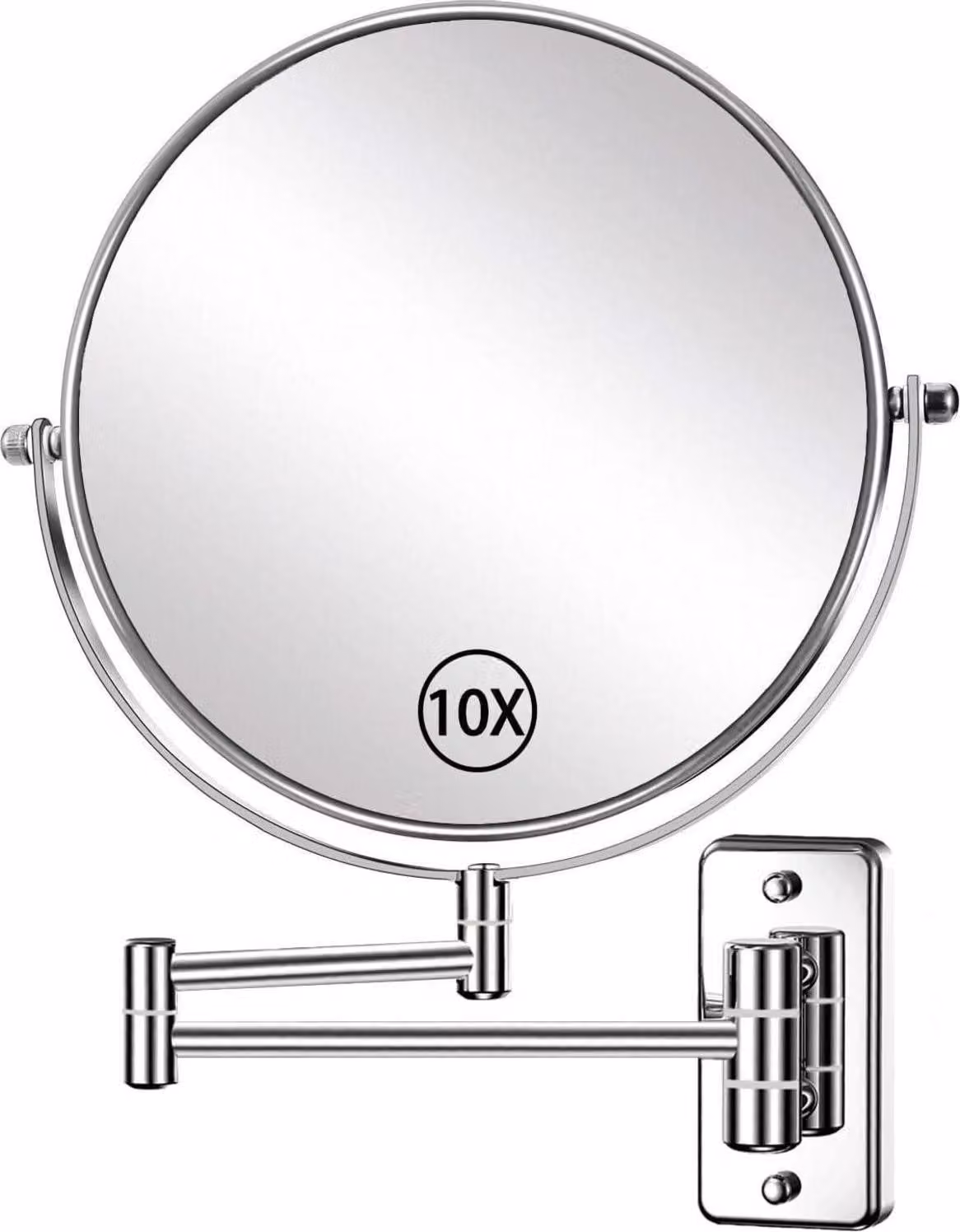 Specchio per il trucco da parete 8 pollici 1X/10X ingrandimento specchio per il trucco 360° cromo