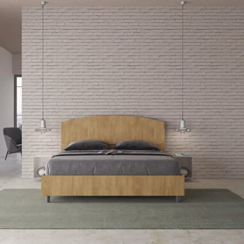 Letto matrimoniale Ityhome in legno color quercia L: 160 cm, P: 200 cm, H: 114 cm – 2