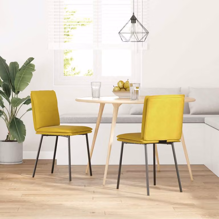 Sedie da Pranzo 2 pz Gialle in Velluto