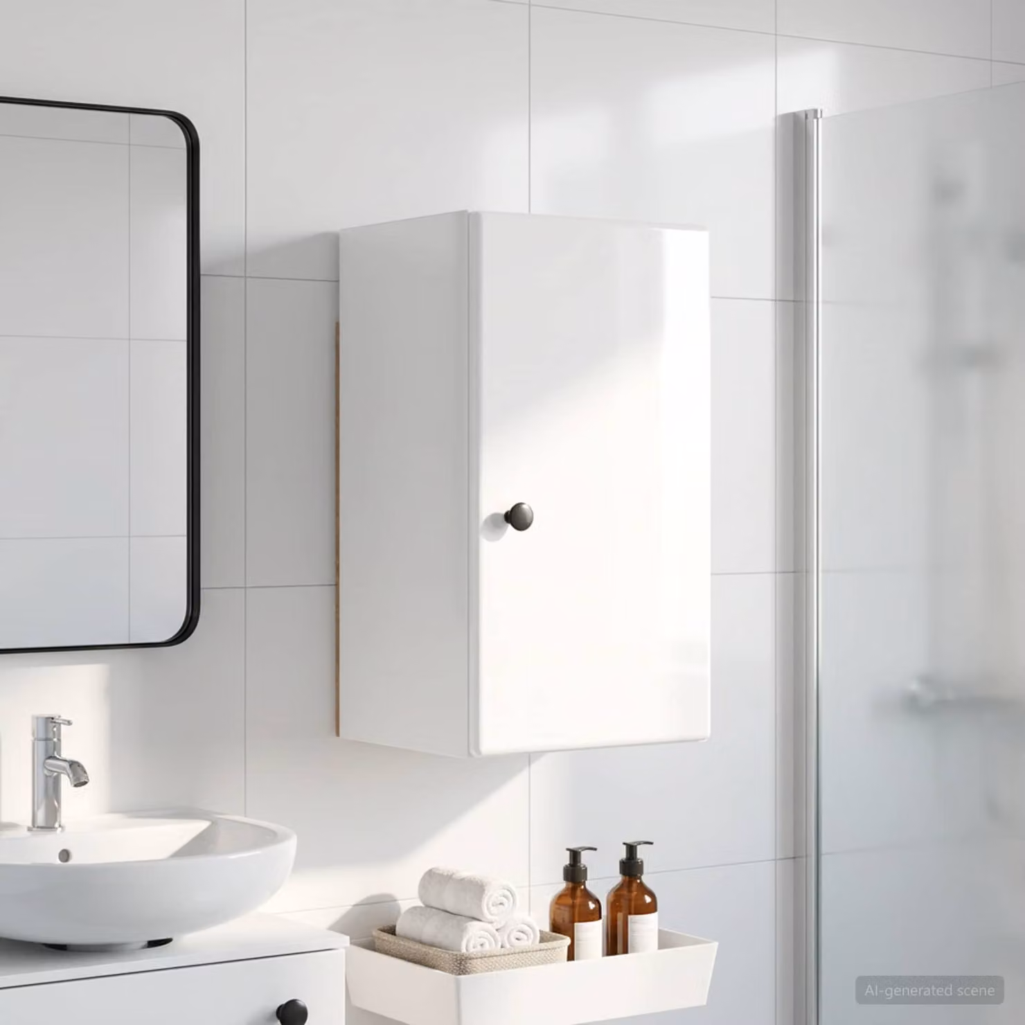 Armadio da bagno a muro vidaXL BREDA Bianco Lucido L: 30 cm, P: 31 cm, H: 59 cm