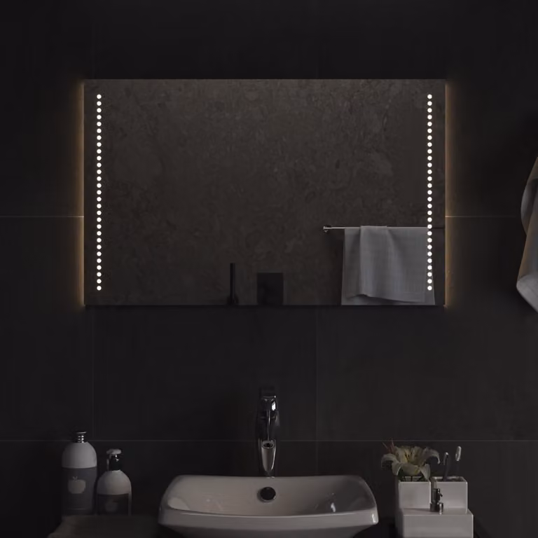 Specchio da bagno con luci LED vidaXL, design moderno rettangolare, L: 50 cm, H: 80 cm