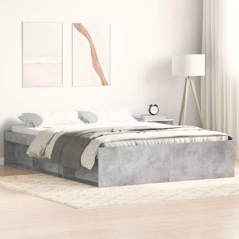 Giroletto moderno vidaXL in legno e tessuto grigio L: 160 cm, P: 200 cm, H: 163 cm
