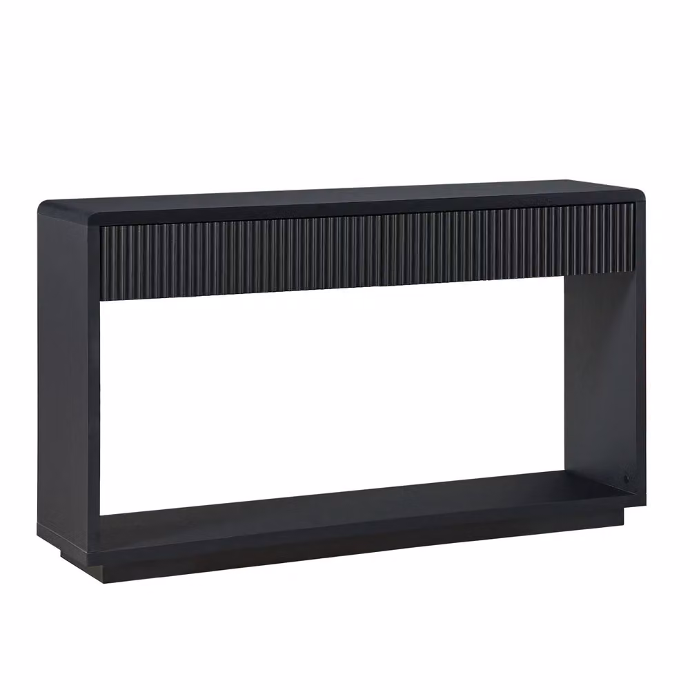 Consolle da ingresso Minimal nera con 2 cassetti e ripiano in finitura noce L: 150 cm – 2