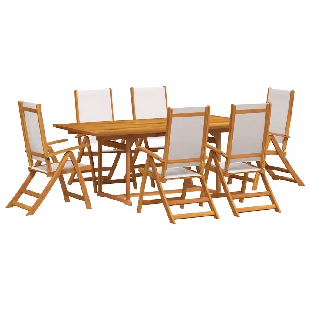 vidaXL Set Pranzo da Giardino 7pz in Legno di Acacia e Textilene Marrone e Grigio – 2