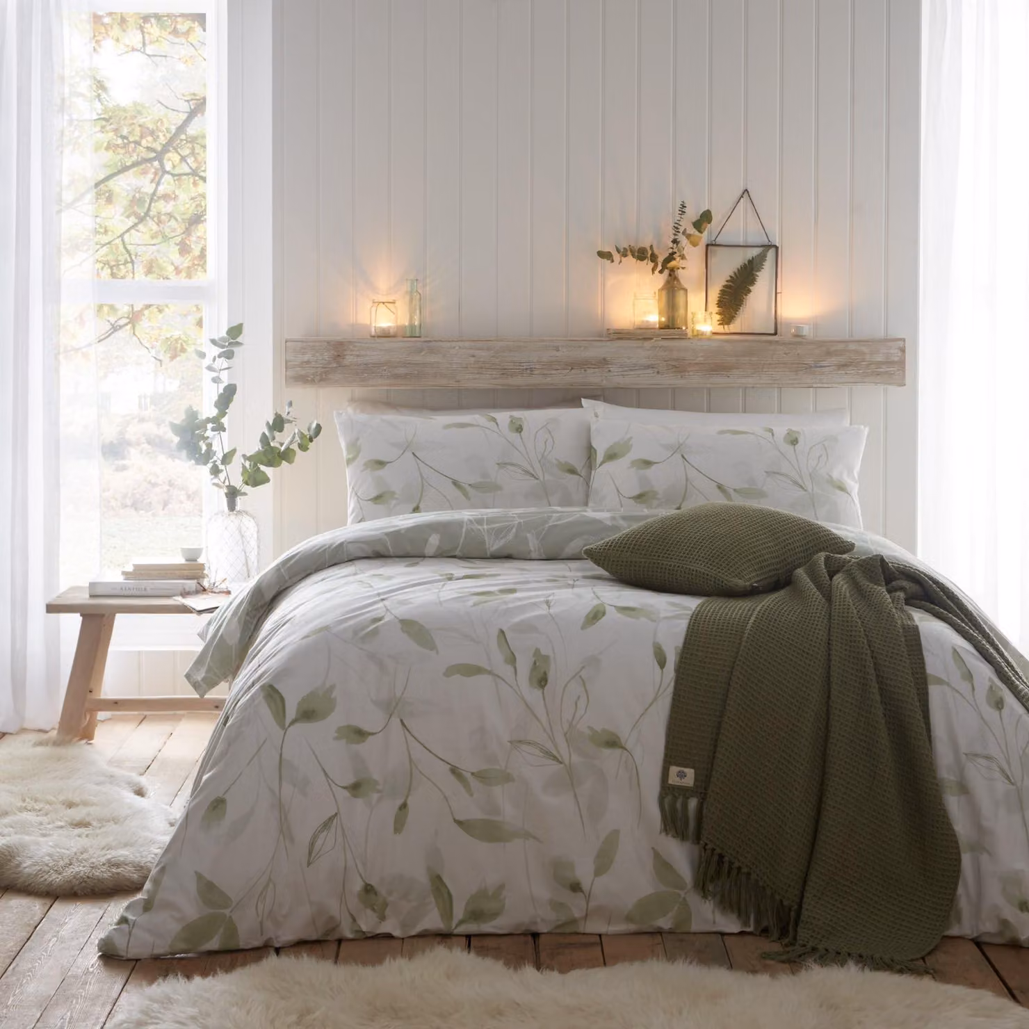 Set di lenzuola per letto singolo, ecologico, color verde
