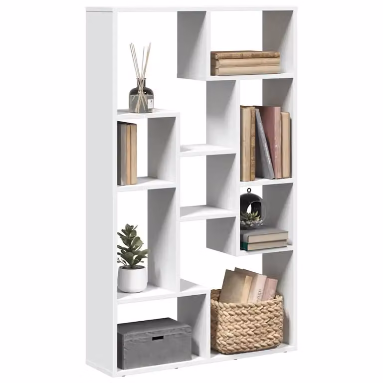 Libreria moderna vidaXL bianca in legno e MDF con pannello posteriore L: 72 cm, P: 20 cm, H: 120,5 cm