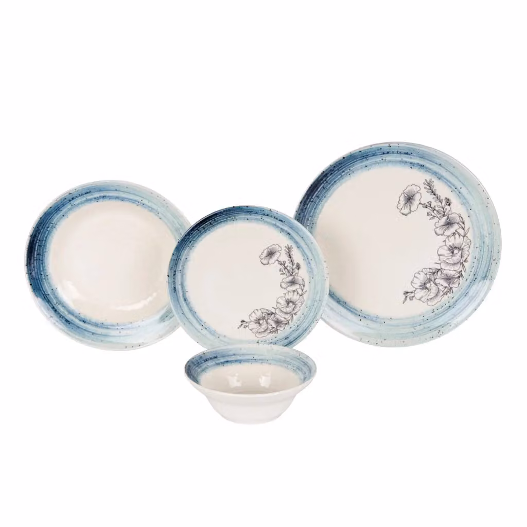 Servizio Piatti Nisekala in Ceramica con Motivo Floreale, Set da 24 Pezzi, Multicolore – 2