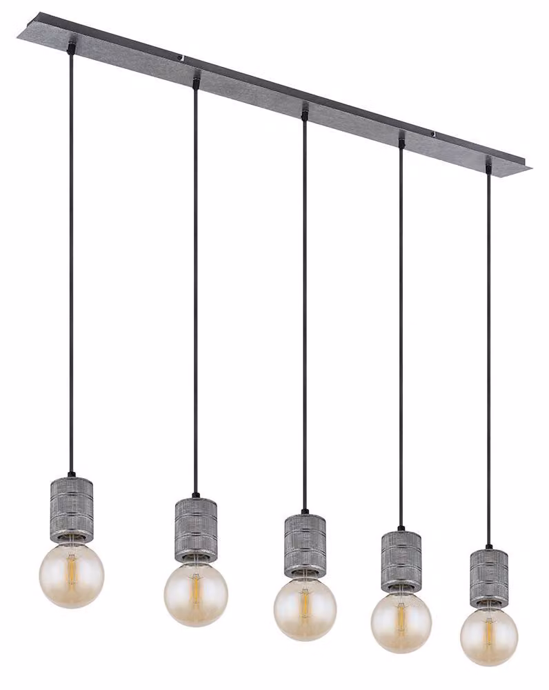 Lampada a sospensione LED, 5 fiamme, argento, regolabile in altezza, L 115 cm
