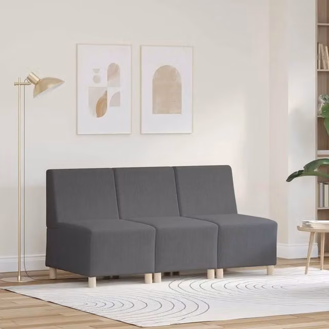 Unità di Divano Modulare Senza Braccioli 3 pz Grigio scuro 3399821