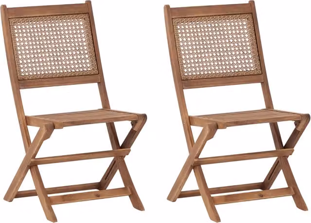 Set di 2 sedie da giardino pieghevoli BELIANI in legno di acacia marrone stile rustico L: 60 cm, P: 43 cm, H: 90 cm – 1
