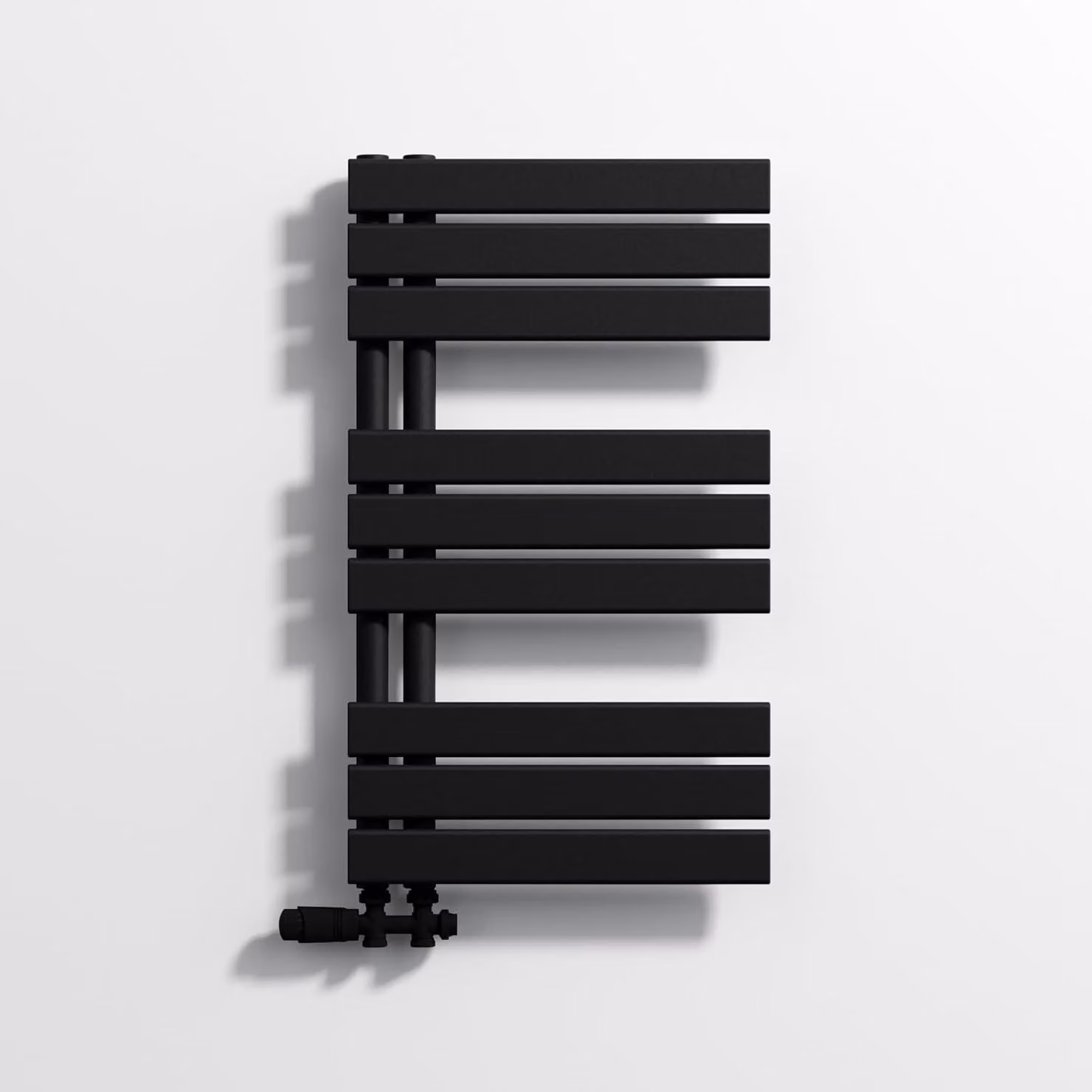 Radiatore da bagno, finitura nera opaca, dimensioni 800 x 450 mm, con attacco laterale, ideale per il bagno