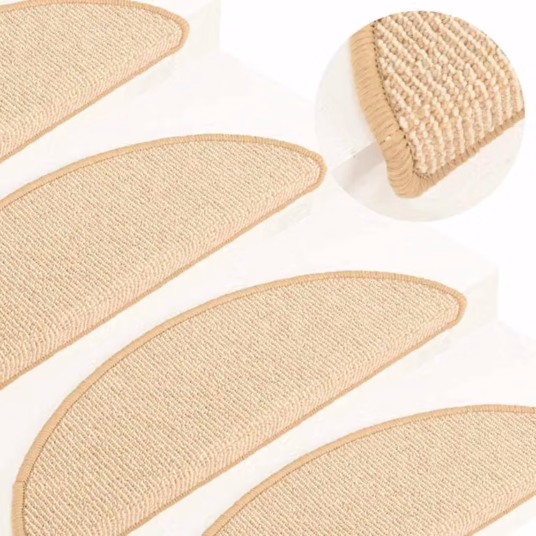 Set di 15 tappetini per scale semicircolari vidaXL in polipropilene antiscivolo e fonoassorbenti, colore beige, L: 56 cm, P: 17 cm, H: 3 cm